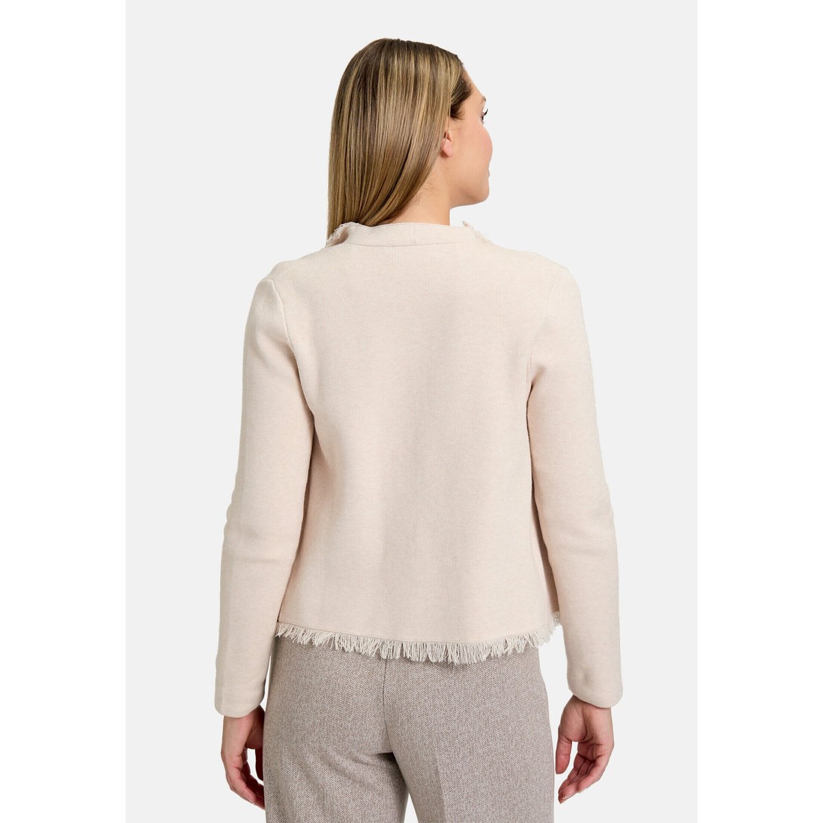Cardigan en maille à franges beige, CARTOON