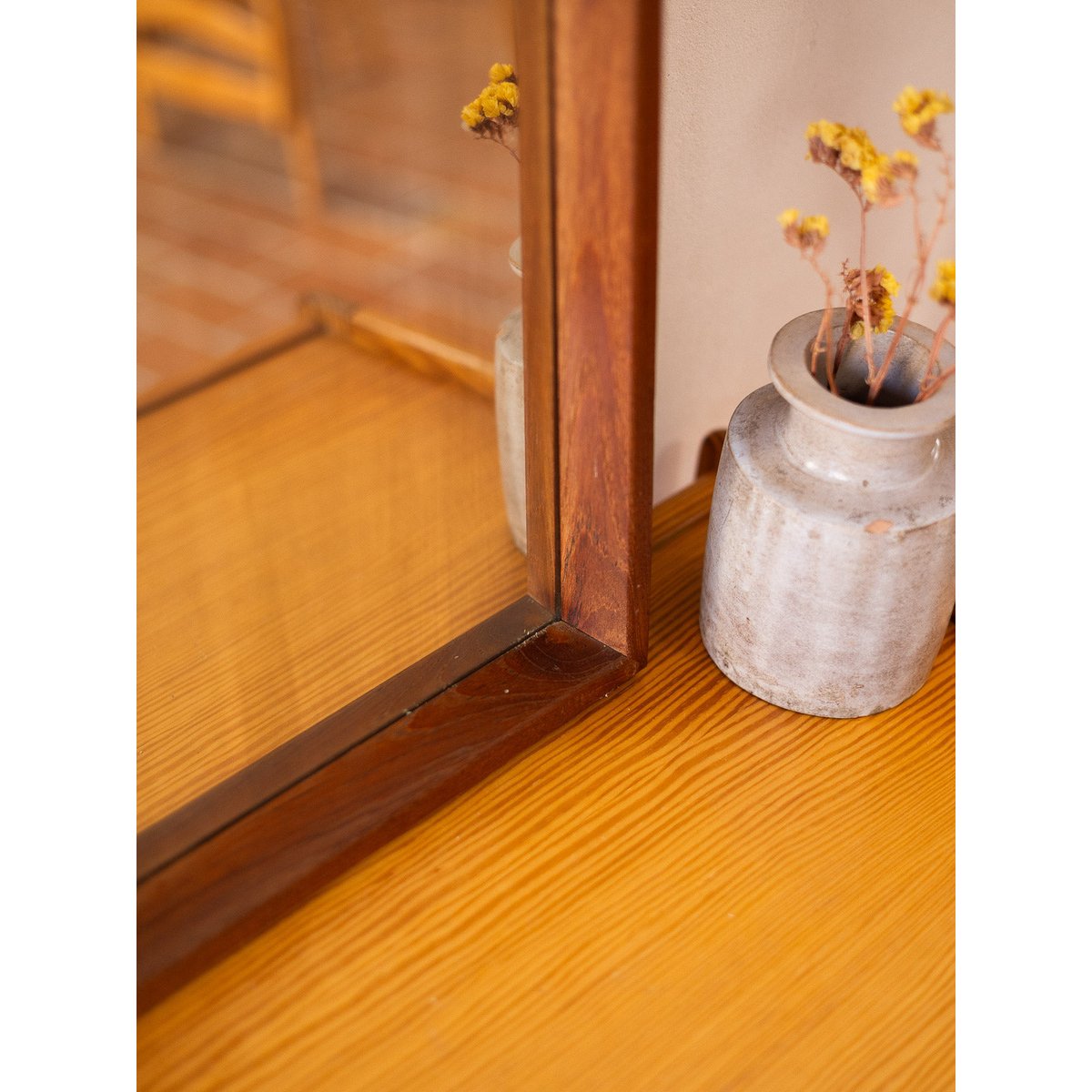 Grand miroir en bois Igor N°1153 - Bon état bois foncé, DEBONGOUT