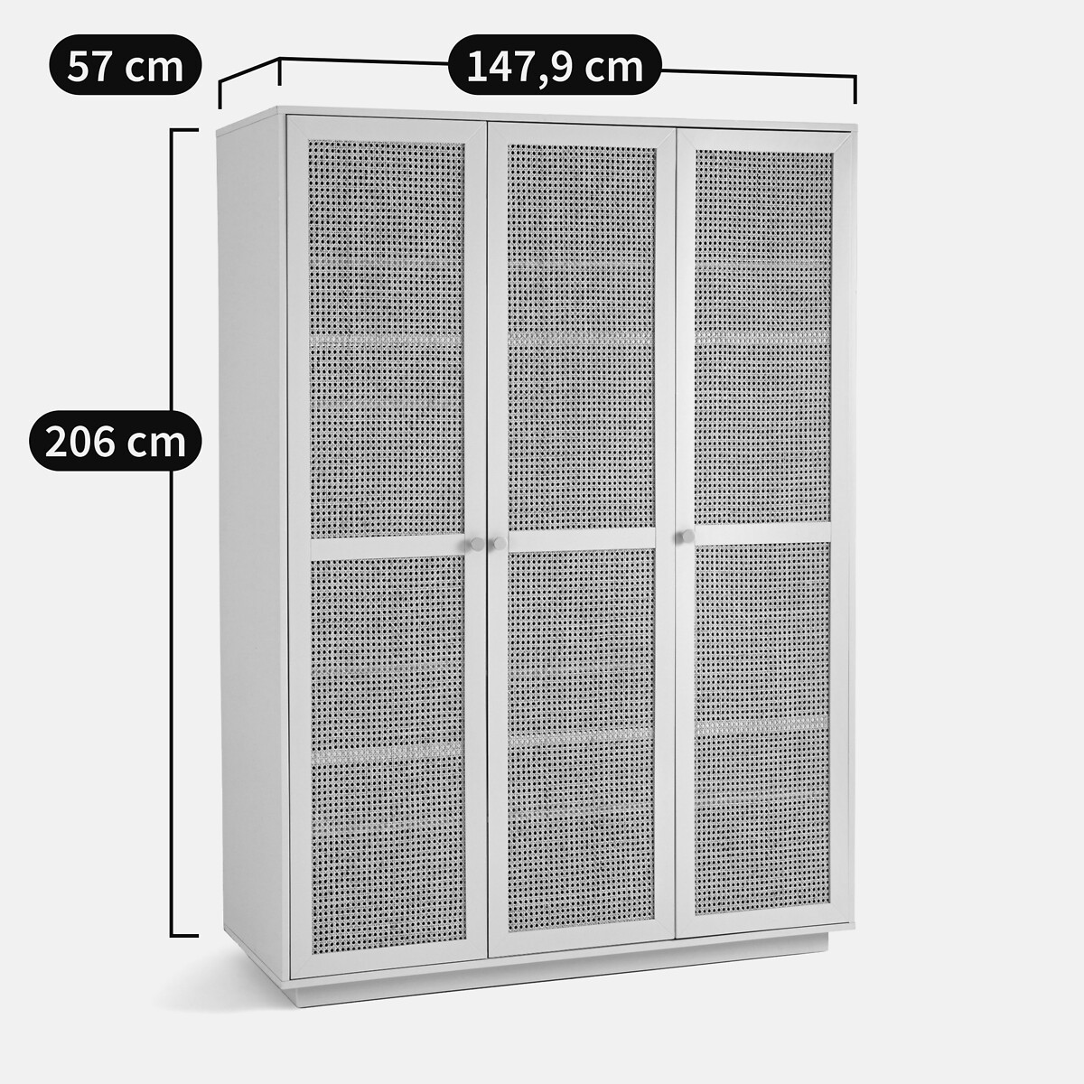 Paola Triple Wardrobe grey/natural, LA REDOUTE INTERIEURS