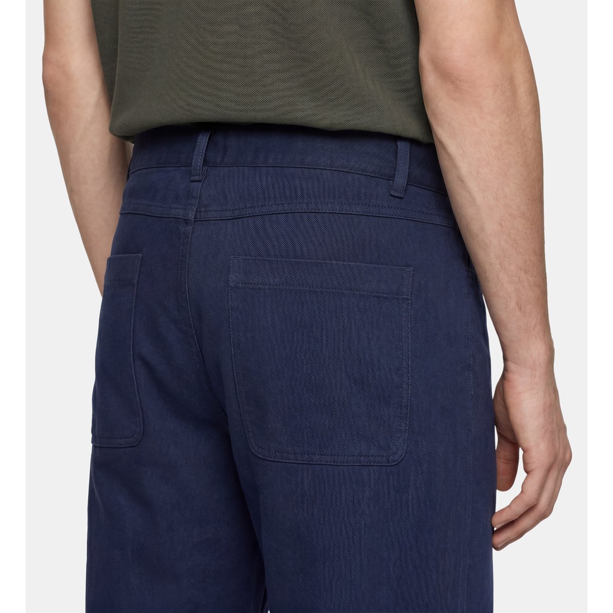 Pantalon rinpant droit en coton bleu gris, GALERIES LAFAYETTE