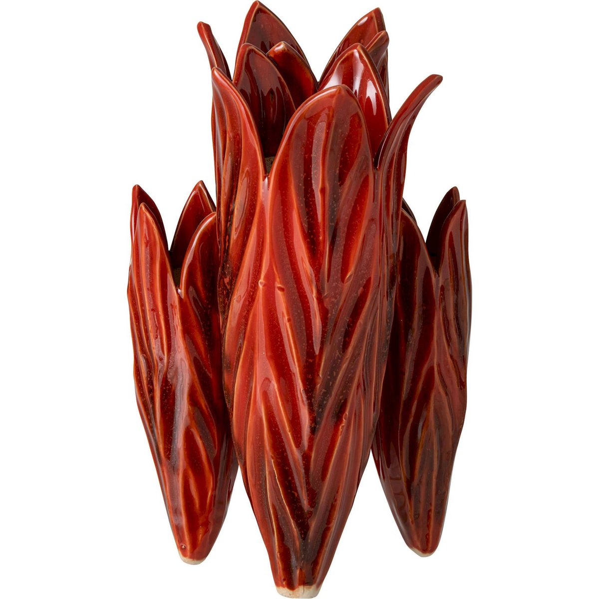 Vase en poterie esprit pétales rouge, RECOLLECTION
