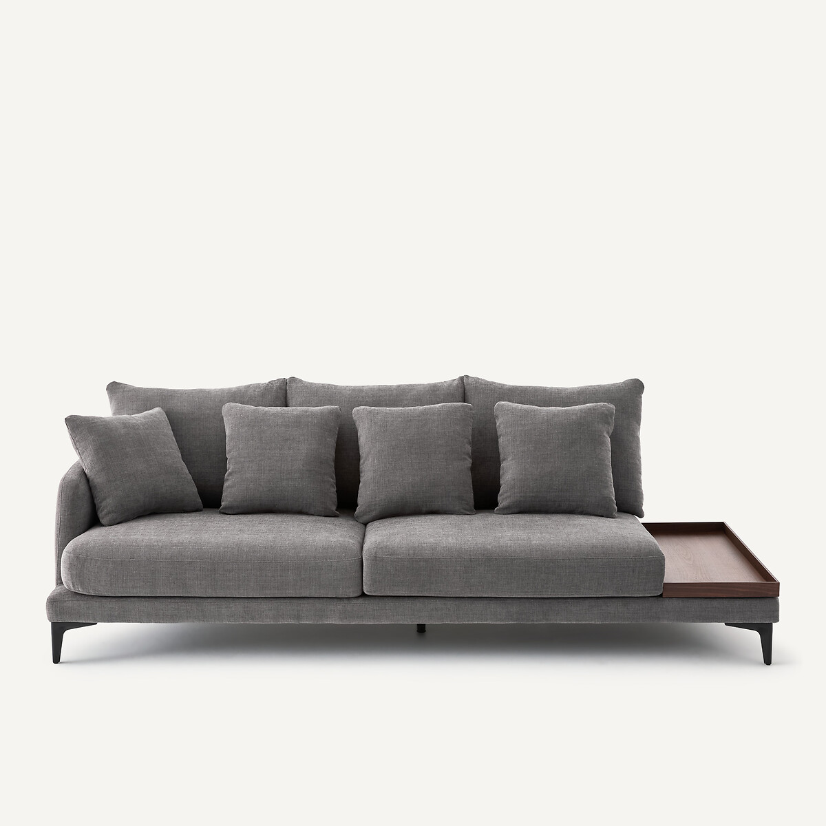 Demi-canapé avec plateau, en polyester et coton, MODERNISTE gris stone, EMMANUEL GALLINA X AM.PM