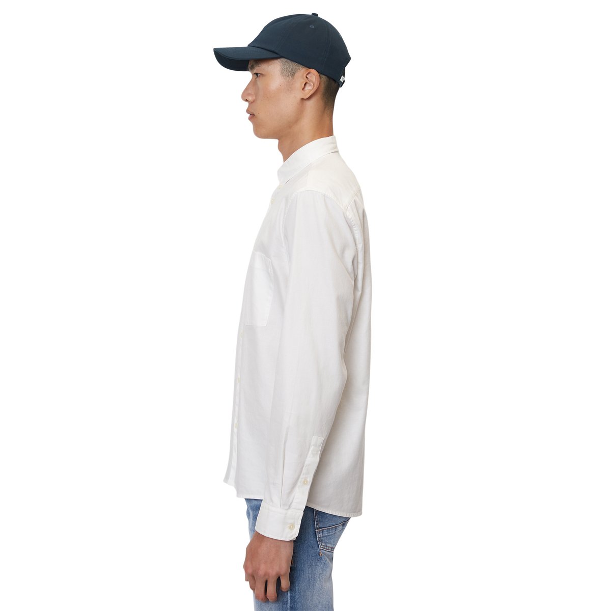 Chemise regular en mélange de coton biologique et de lyocell blanc, MARC O'POLO