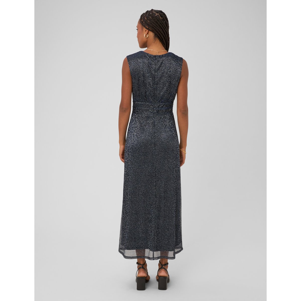 Robe longue imprimée bleu foncé, BZB