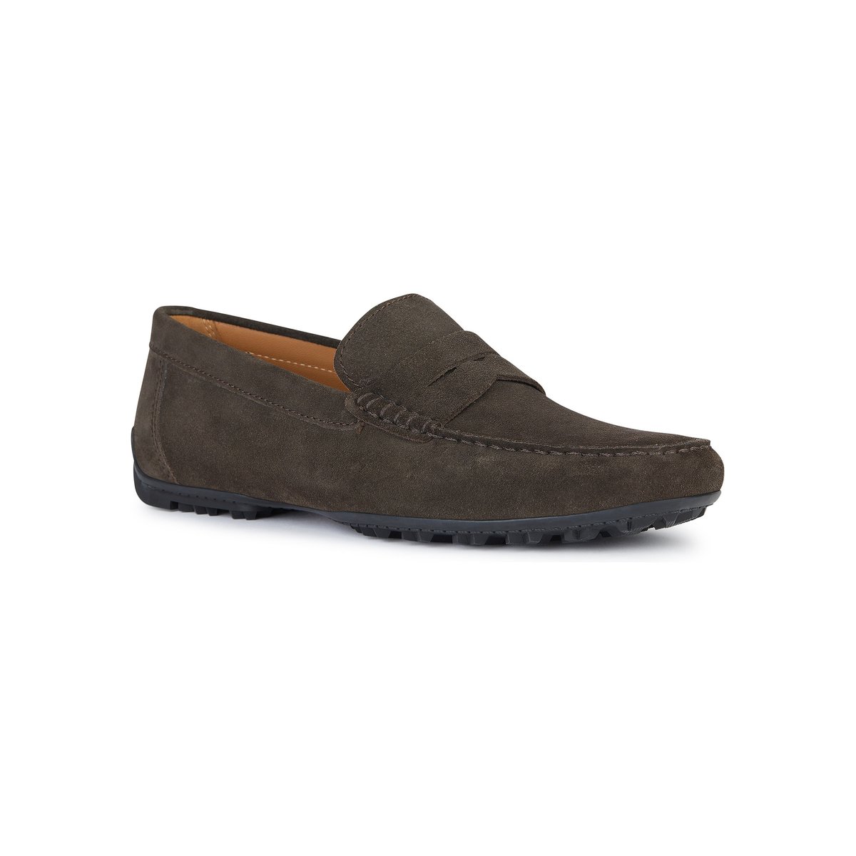 Mocassins cuir respirants Kosmopolis + Grip marron foncé, GEOX