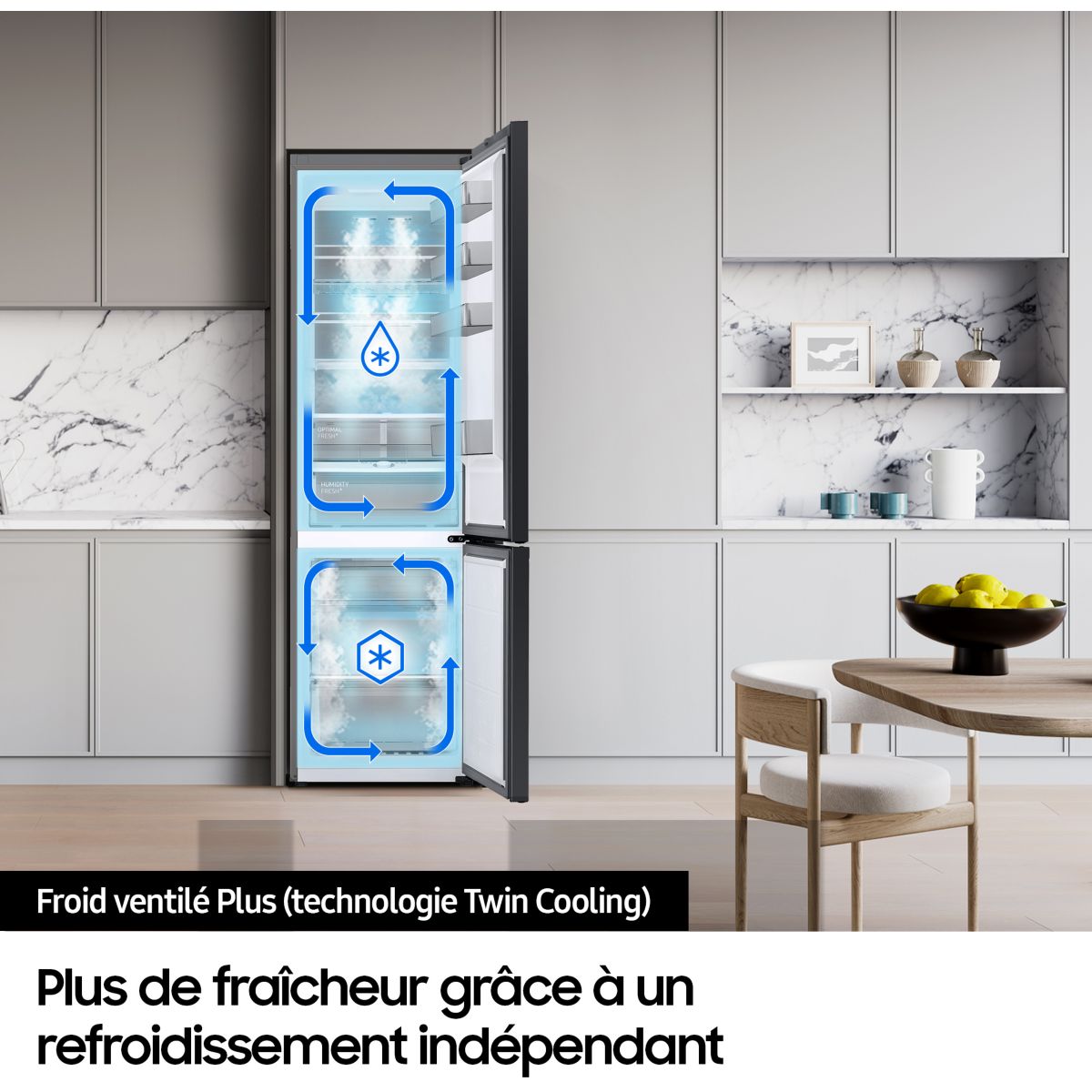Réfrigérateur combiné RB38T607BB1 couleur unique, SAMSUNG
