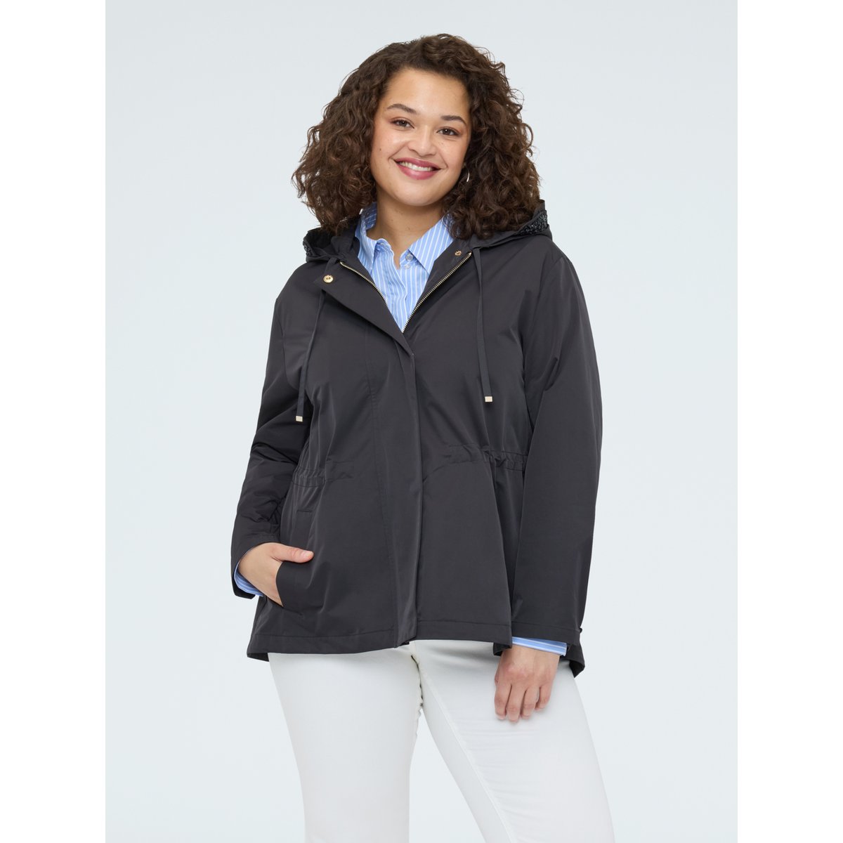 Parka avec capuche et applications noir, FIORELLA RUBINO