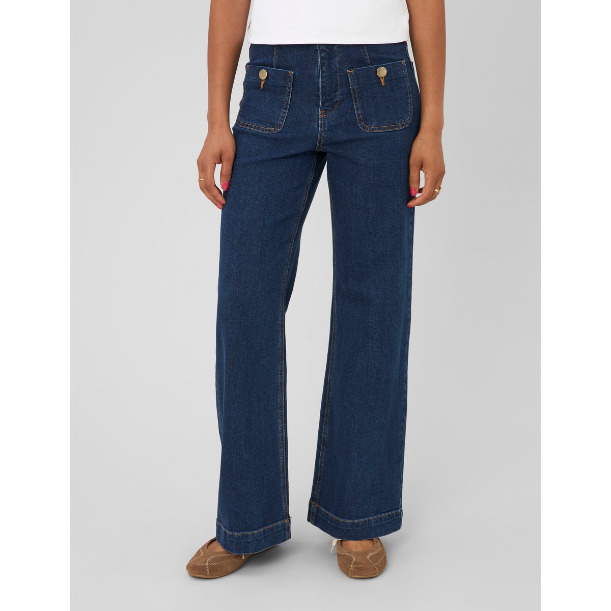 Jean wide leg bleu moyen, BZB