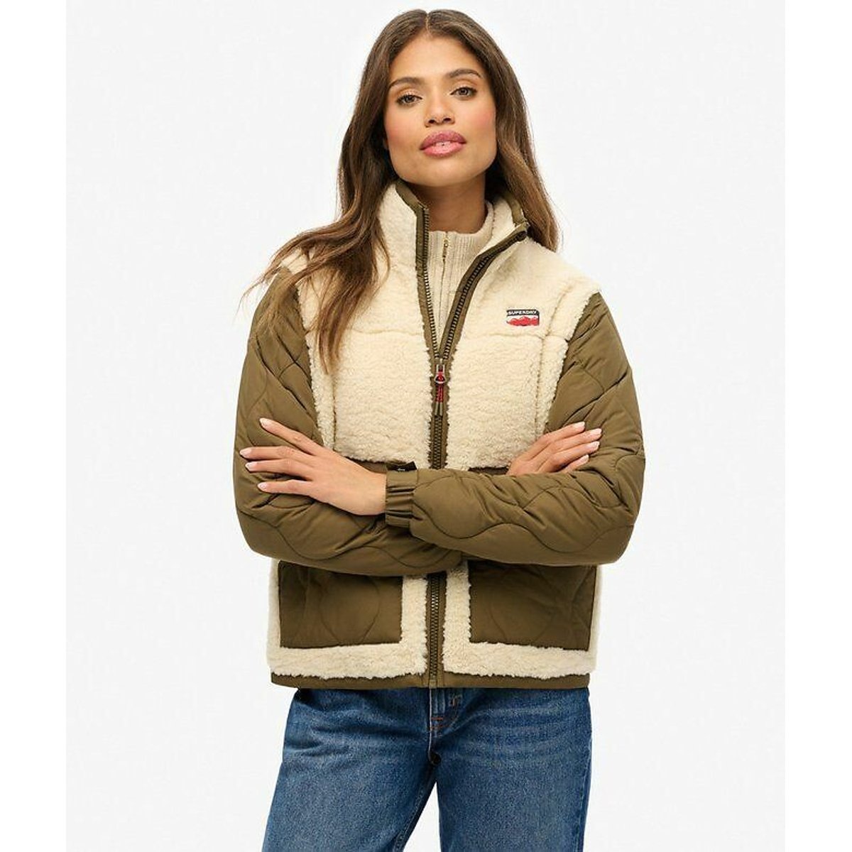 Veste polaire beige/kaki, SUPERDRY