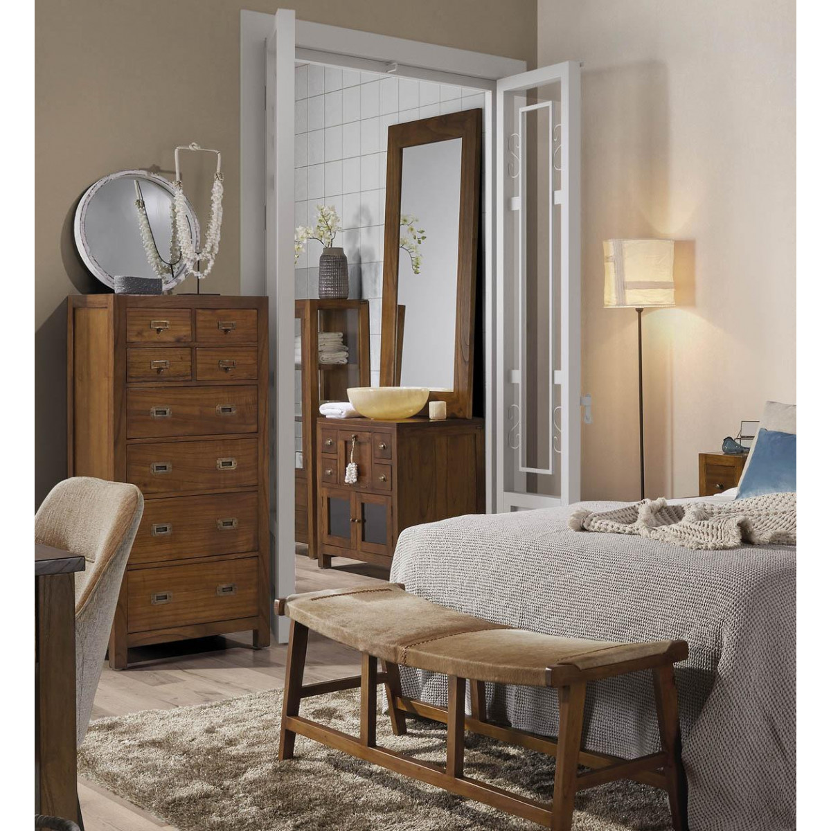 Chiffonnier 8 tiroirs bronze marron, DECORATION D’AUTREFOIS