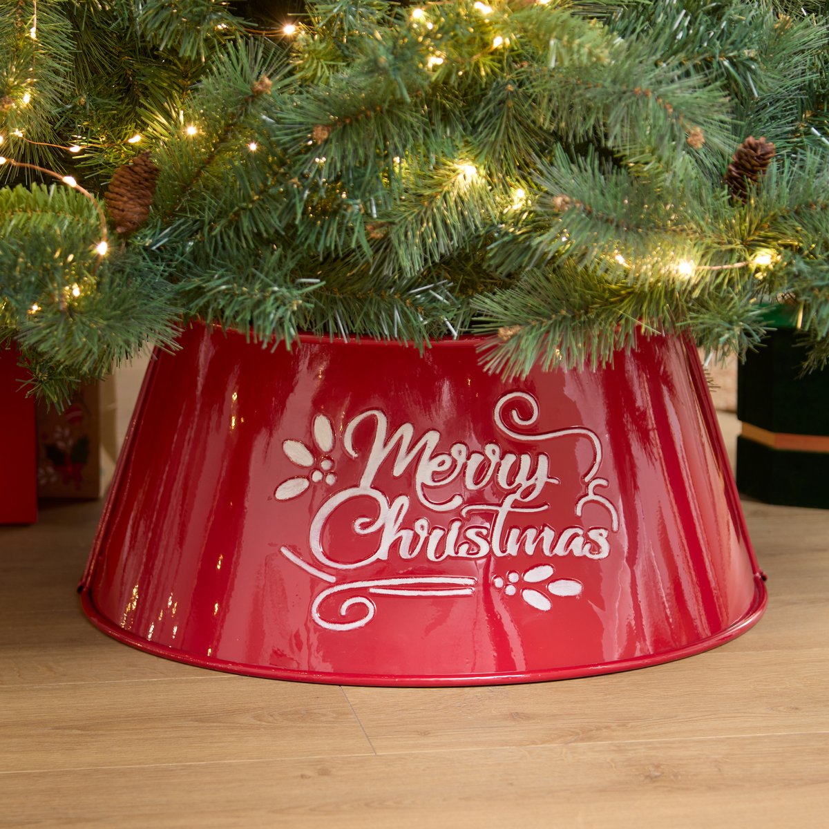 Pied de sapin en métal D. 56 cm rouge, FEERIC LIGHTS & CHRISTMAS