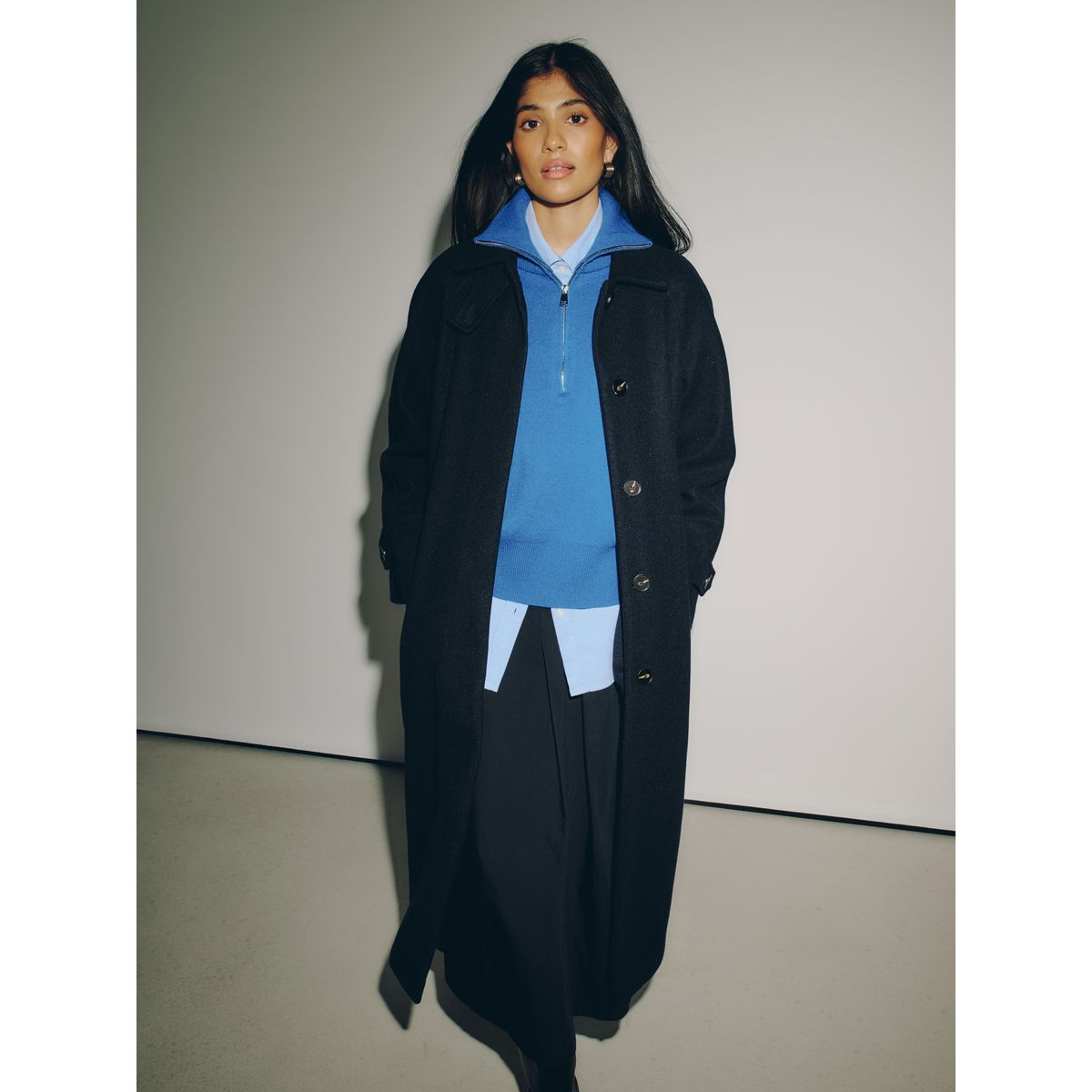 Manteau non doublé avec ceinture bleu marine, NEXT