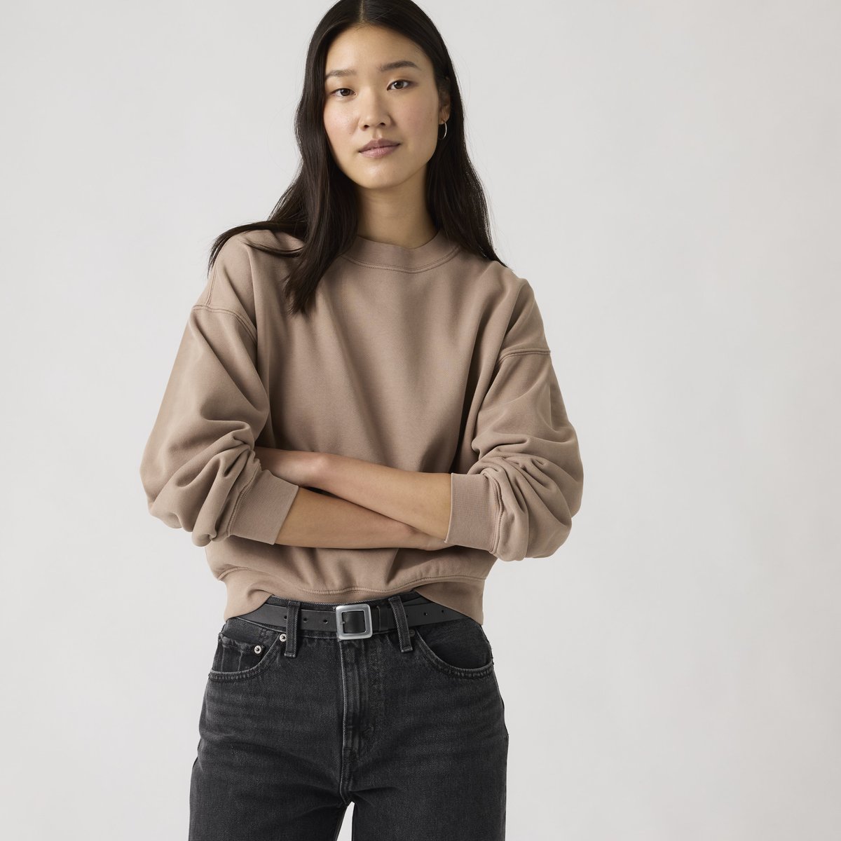 Sweat-shirt vintage coupe boxy marron - h126 womens pine bark, LEVI'S