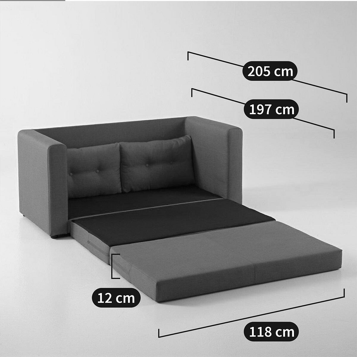 Canapé convertible, tissu texturé, 2 places, Udel bleu de prusse, SO'HOME