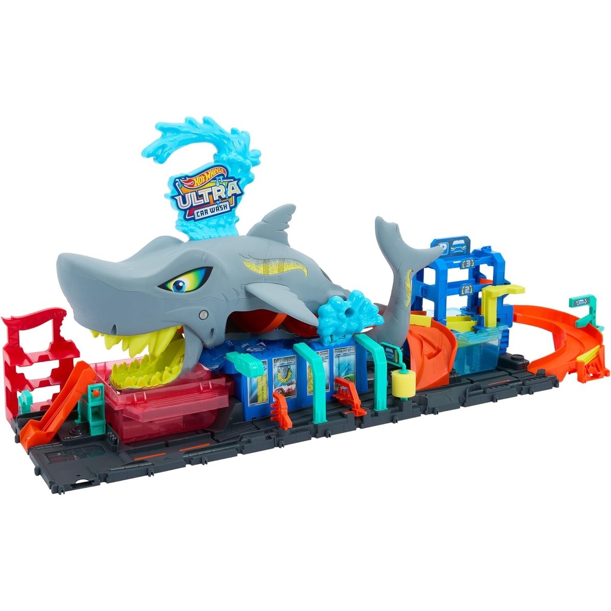 Hot Wheels City-Station De Lavage Requin Coffret Voiture multicolore, MATTEL