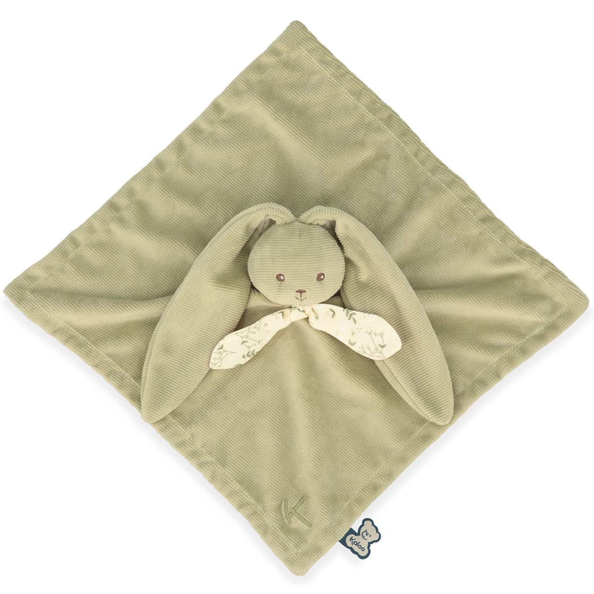 Doudou plat Lapinoo vert, blanc, KALOO
