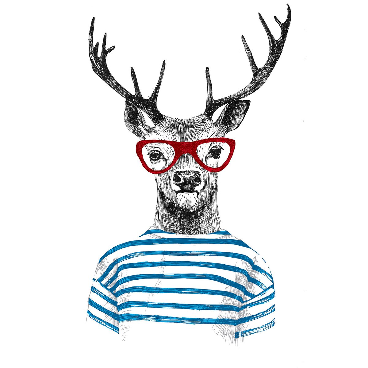 Tableau chambre enfant cerf à lunette tableau alu dibond, HEXOA