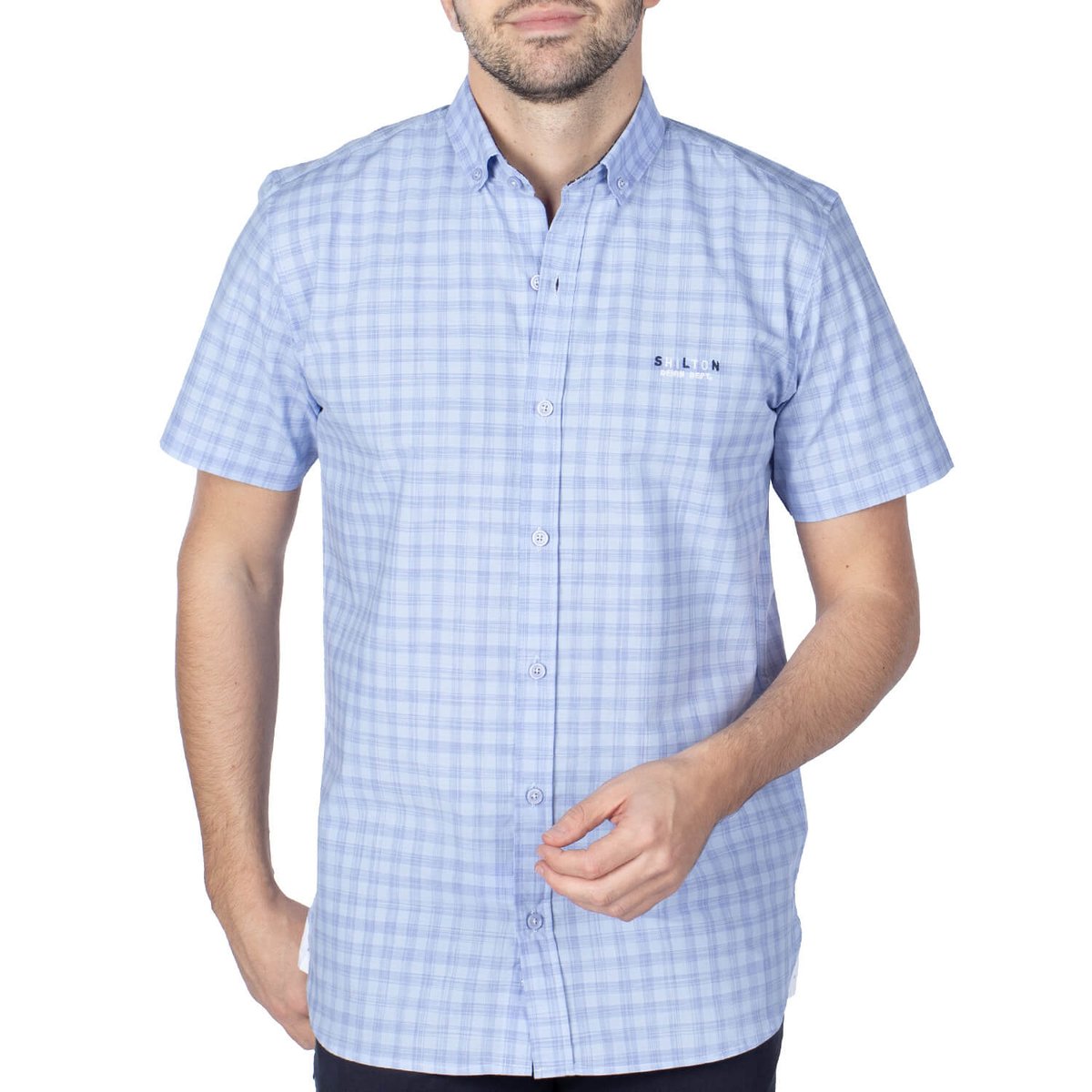 Chemise à carreaux FANTAISIE ciel, SHILTON