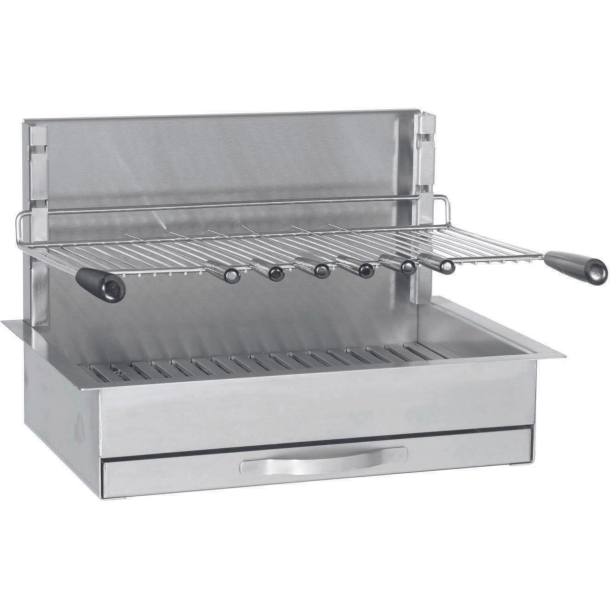 Barbecue charbon 961.66 inox encastrable 57 cm argent, FORGE ADOUR