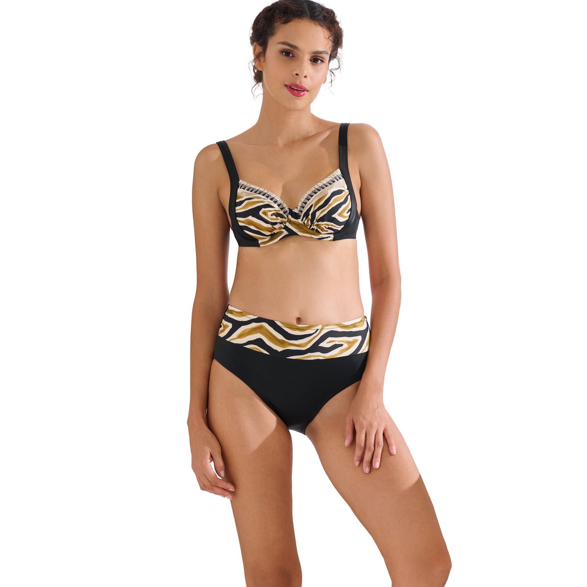 Bas maillot slip de bain gainant taille haute TANZANIA noir, LISCA