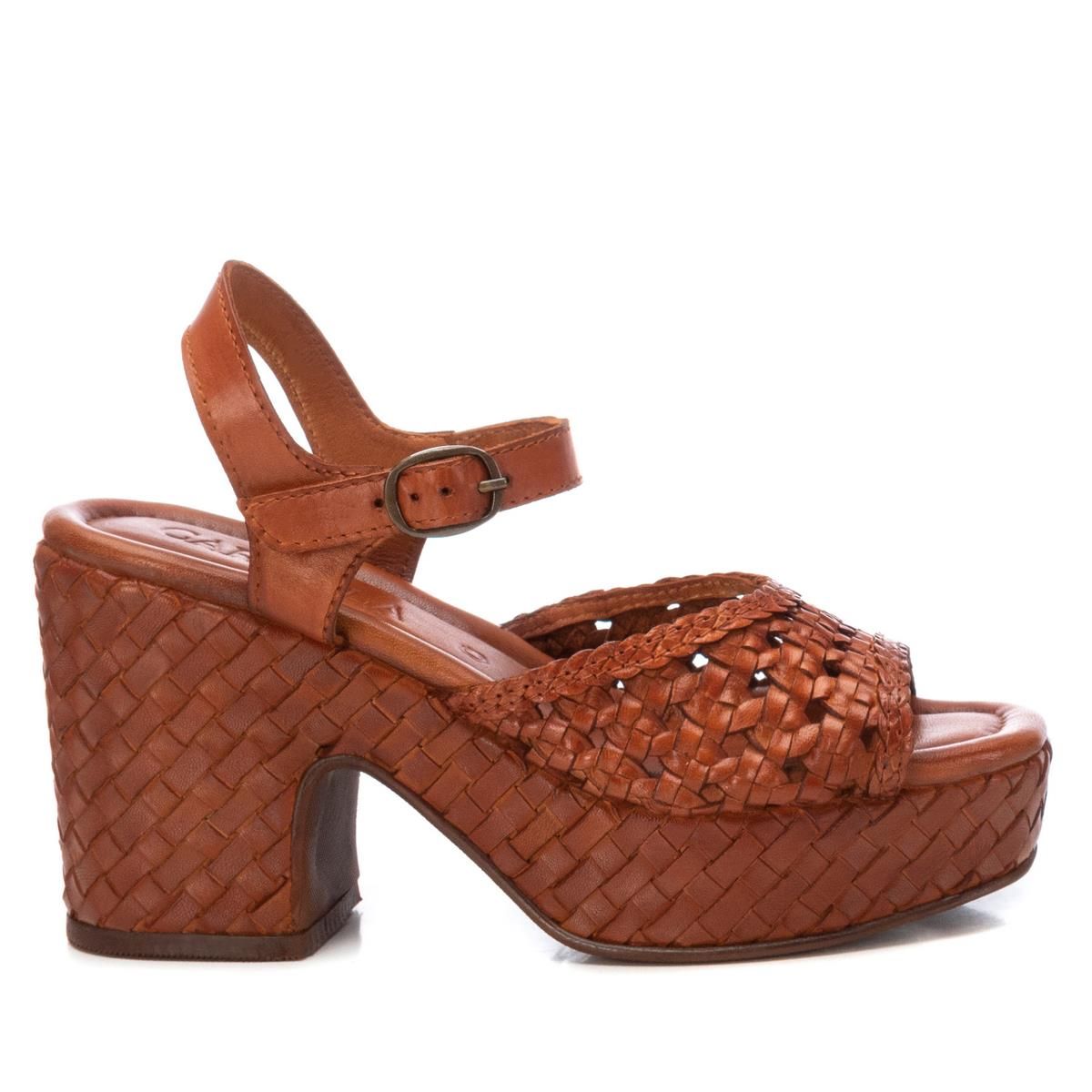 Sandale Talon Décontractée Boucle camel, CARMELA