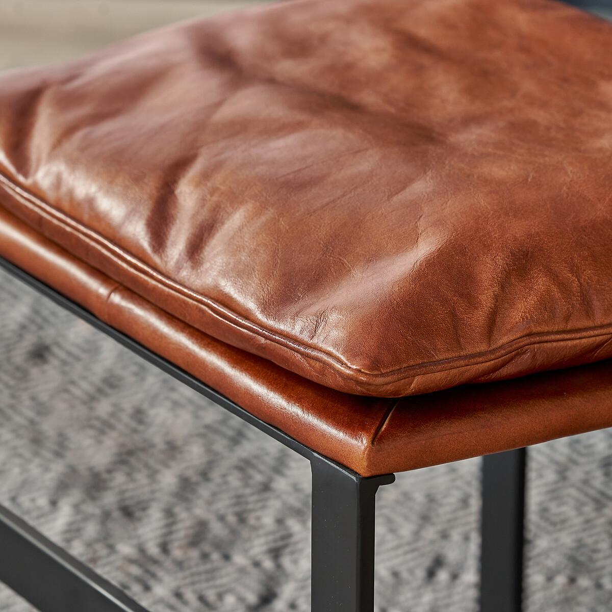 Noma Vintage Leather Accent Chair & Footstool caramel, SO'HOME
