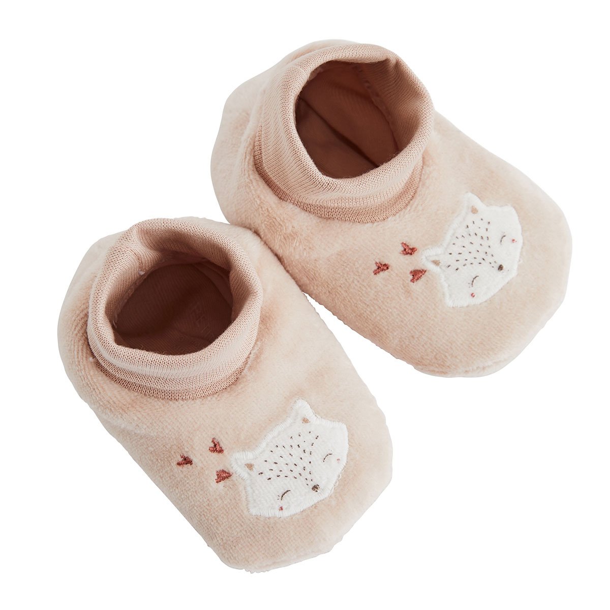 Chaussons bébé en velours Doucette rose, PETIT BEGUIN