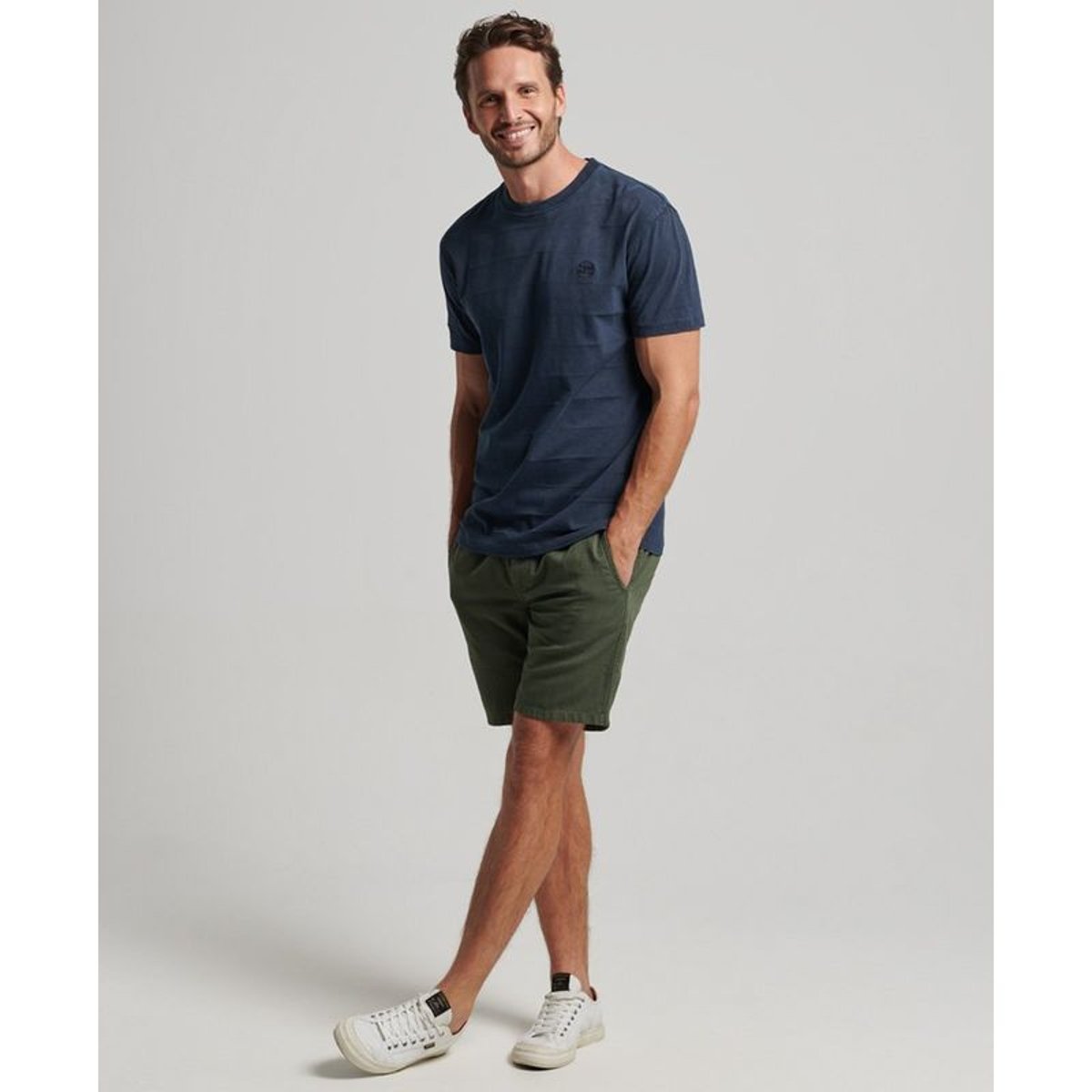 T-shirt Vintage texturé en coton bio bleu marine éclipse, SUPERDRY