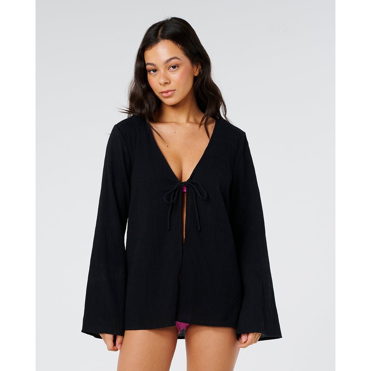 Chemise de plage ISLAND Cover Up noir, RIP CURL