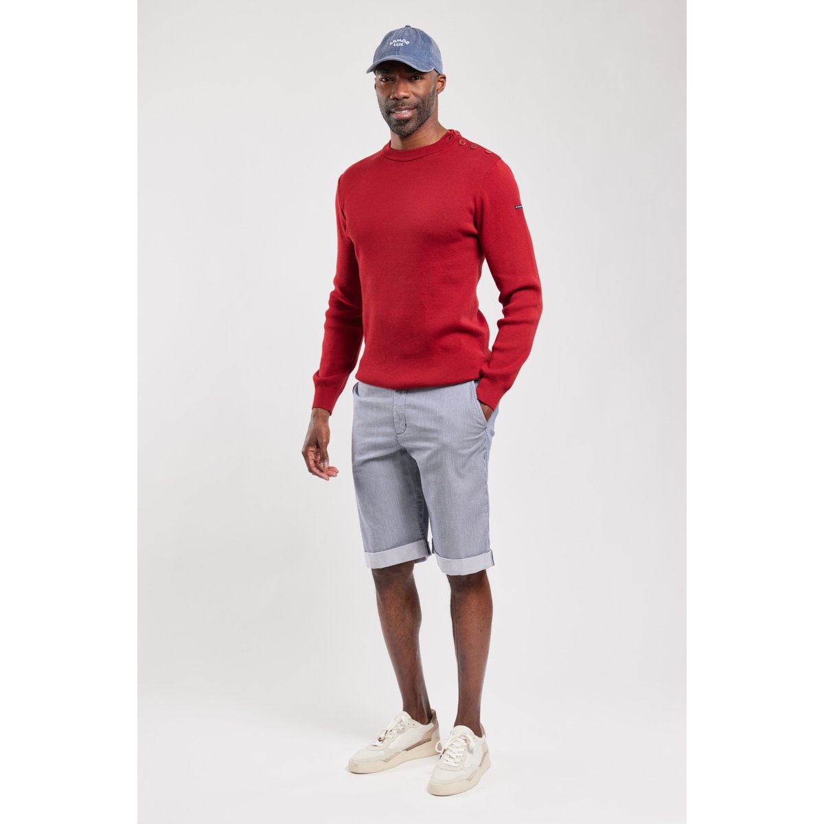 Bermuda rayé en coton raye bleu, ARMOR-LUX