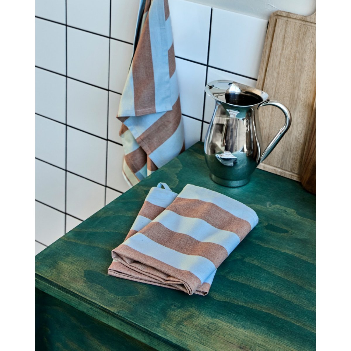 Lot de 3 torchons Cook bleu clair, marron, HOUSE DOCTOR