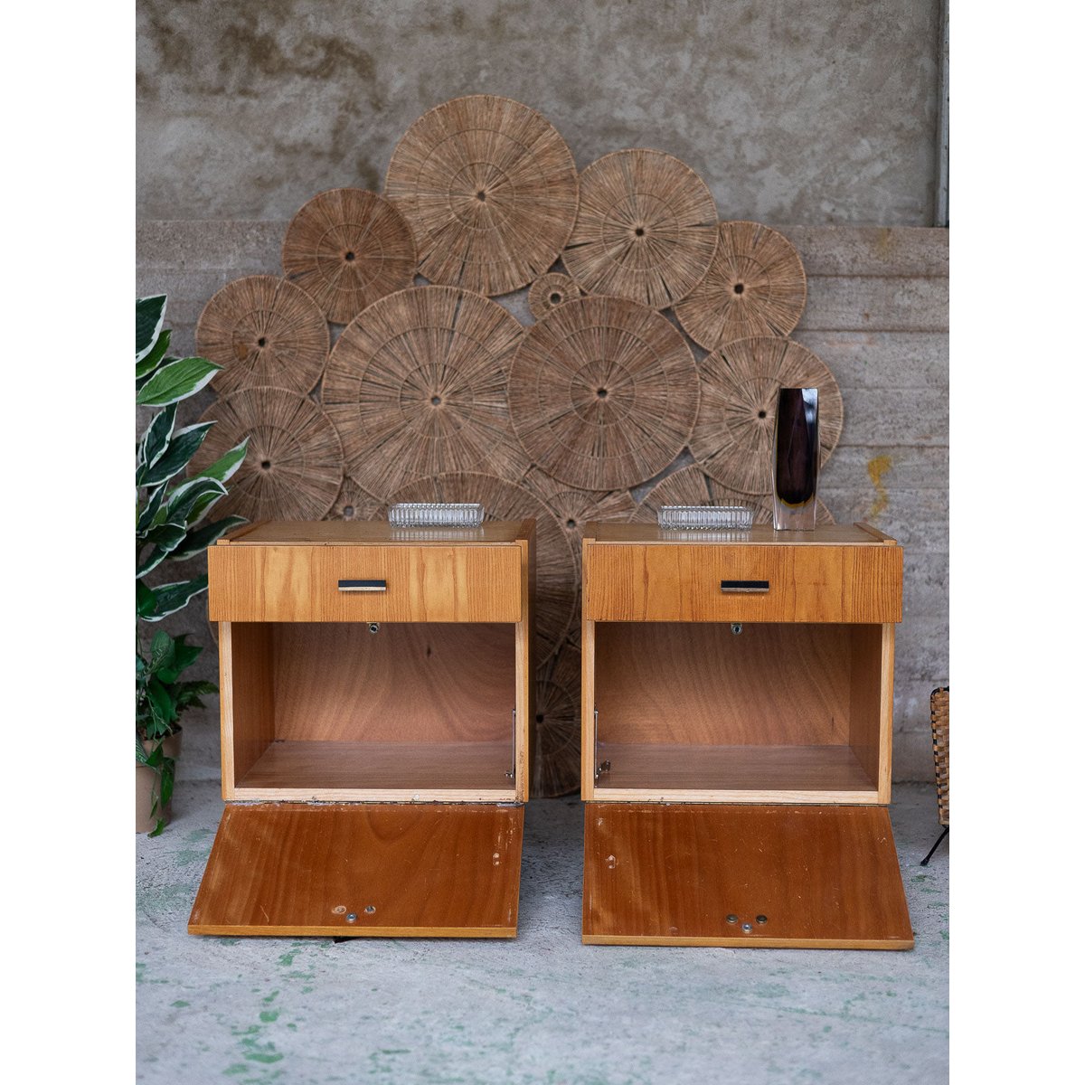 Paire de tables de chevet contemporaine Maïa N°1605 - Bon état bois clair, DEBONGOUT