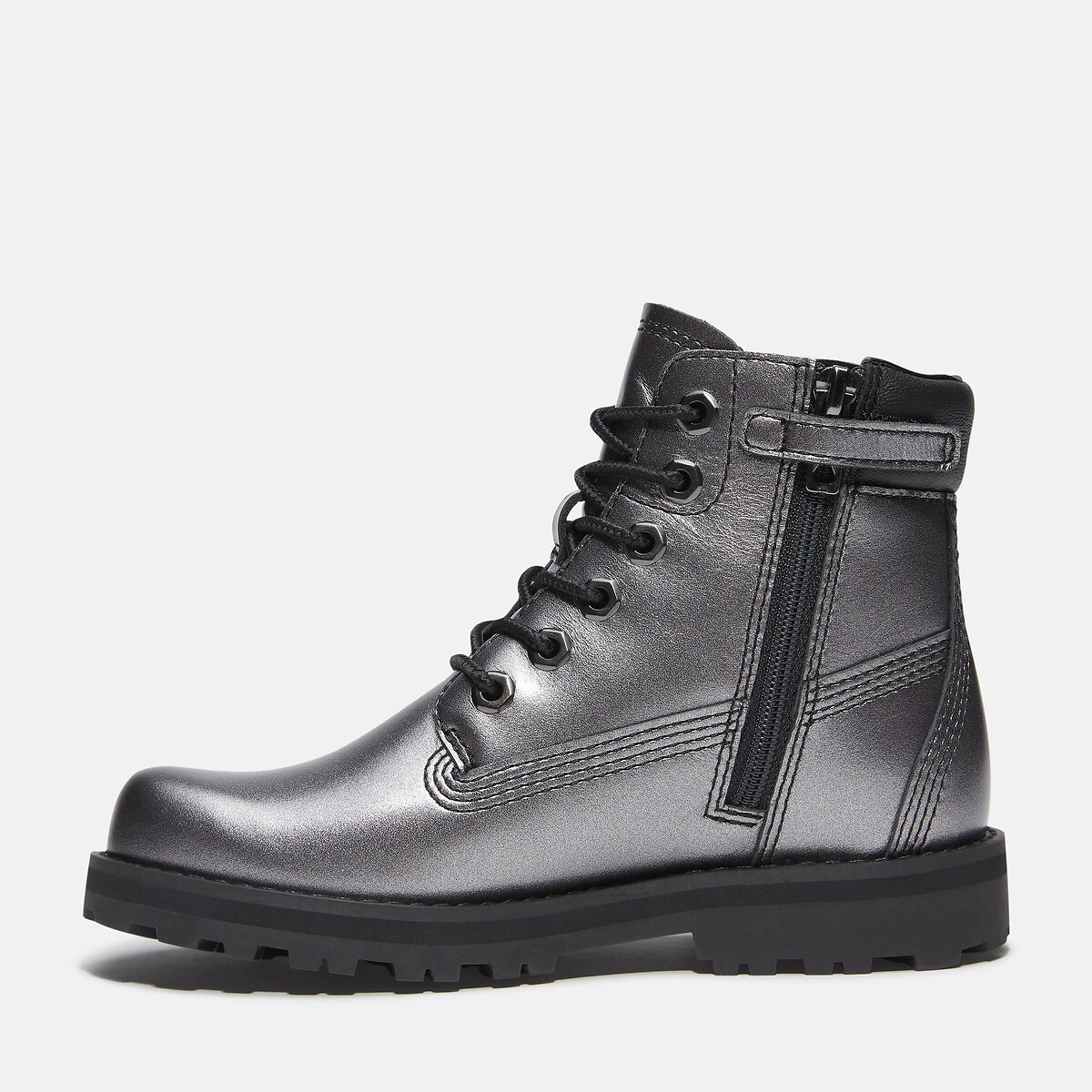 Stivaletti con lacci e zip COURMA KID MID LACE color argento, TIMBERLAND
