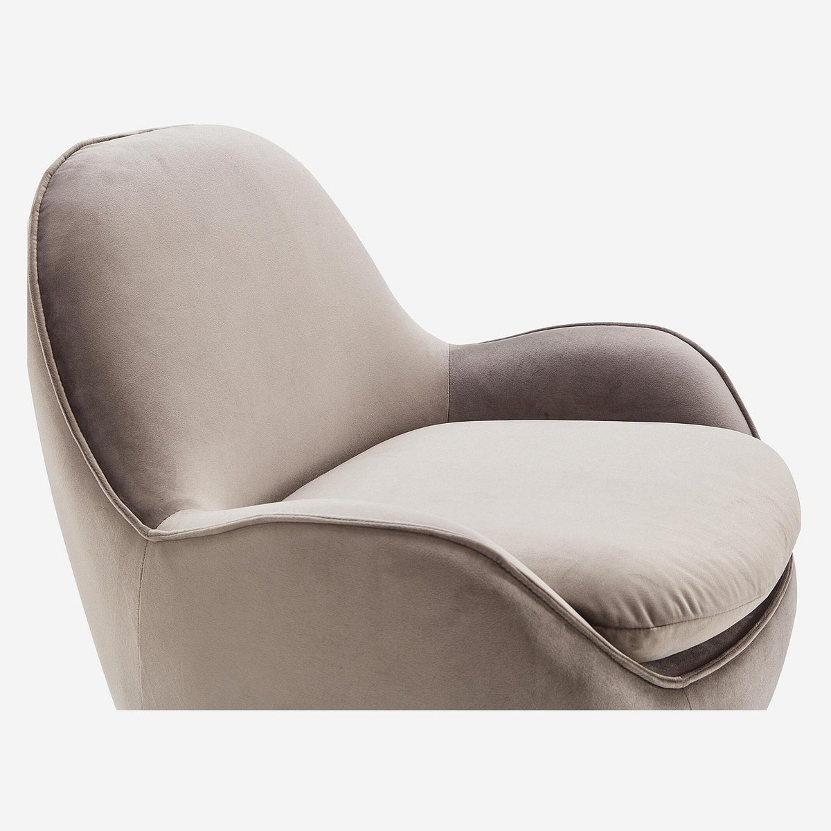 Fauteuil droit velours BOCA gris, taupe, HABITAT