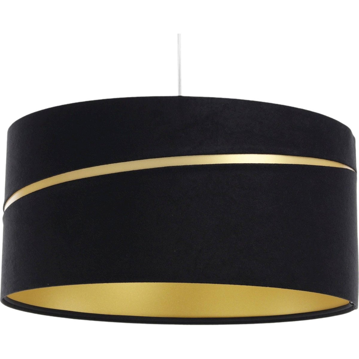 Suspension en tissu, SWING abat-jour en satin microfibre noir, liseret doré et intérieur doré, BPS KONCEPT