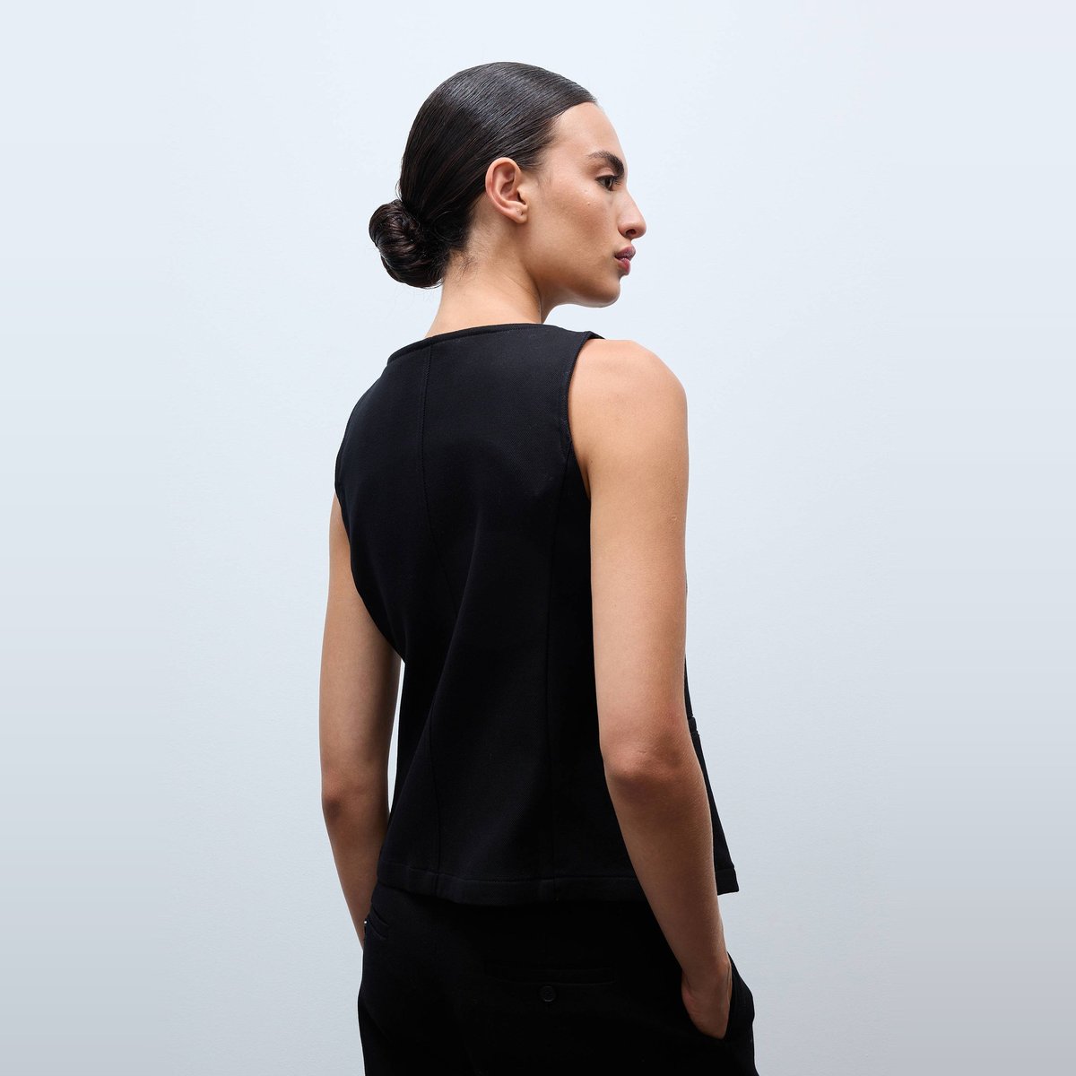 Gilet sans manches uni noir, MONOPRIX