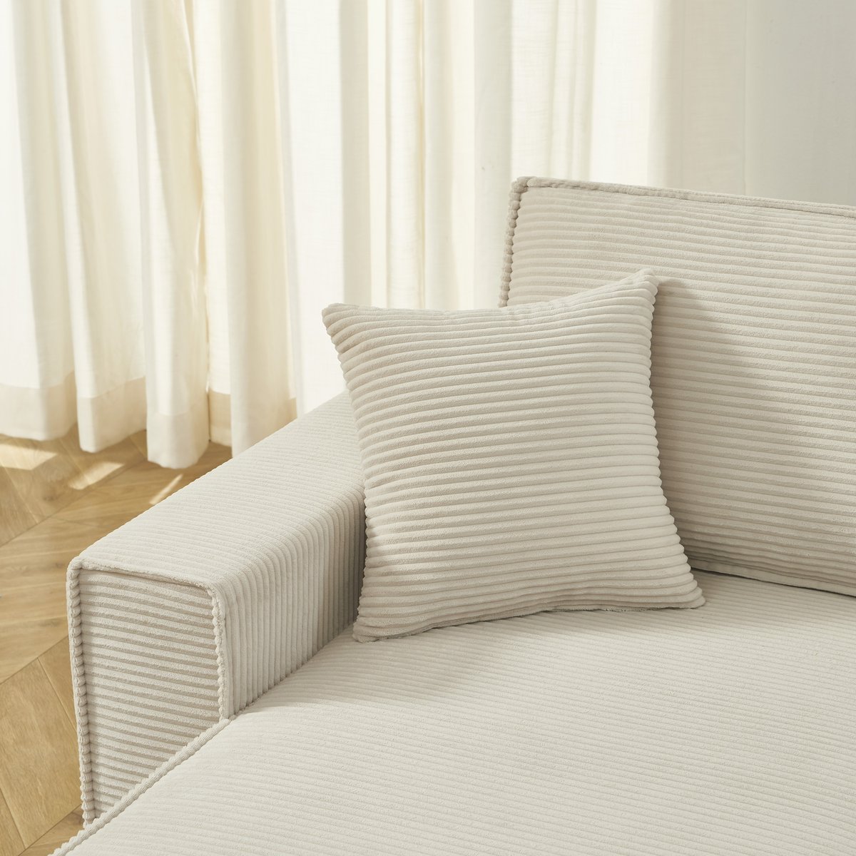 Canapé d'angle convertible velours ZOLA beige, BAÏTA