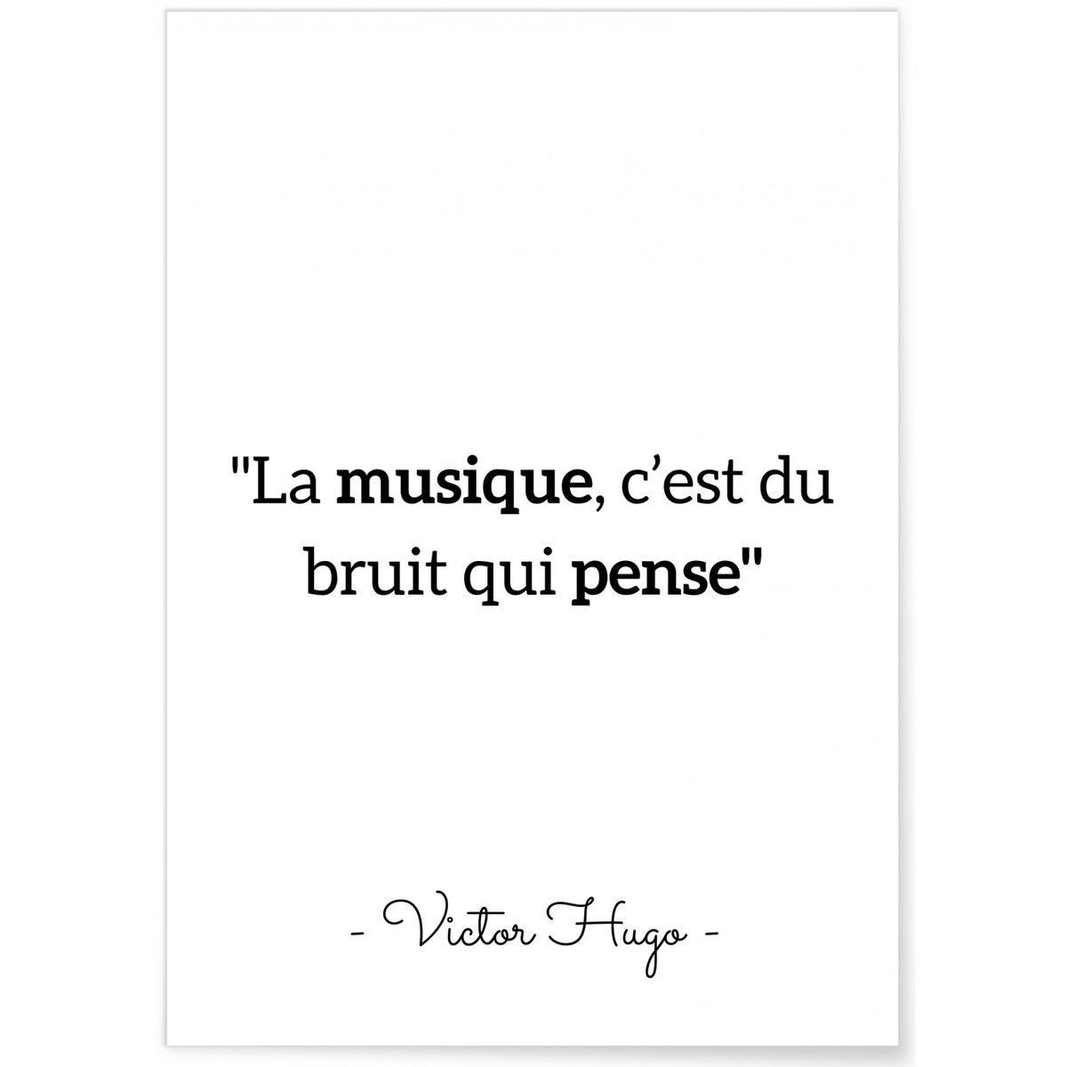 Affiche Victor Hugo 'La musique...' blanc, L'AFFICHERIE