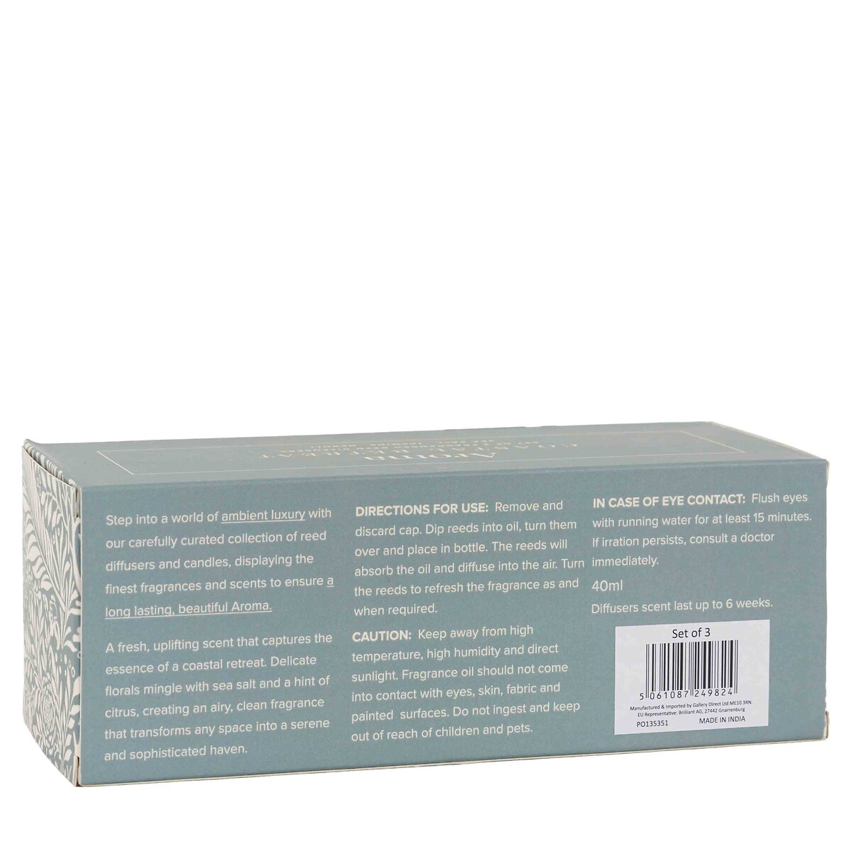 Set of 3 Coastal Retreat Reed Diffusers in Jasmine / Sea Salt / Neroli Fragrance blue, ÉDITÉ