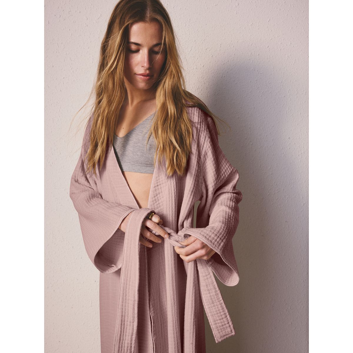 Robe de chambre léger en maille gaufrée avec liens rose mauve, NEXT
