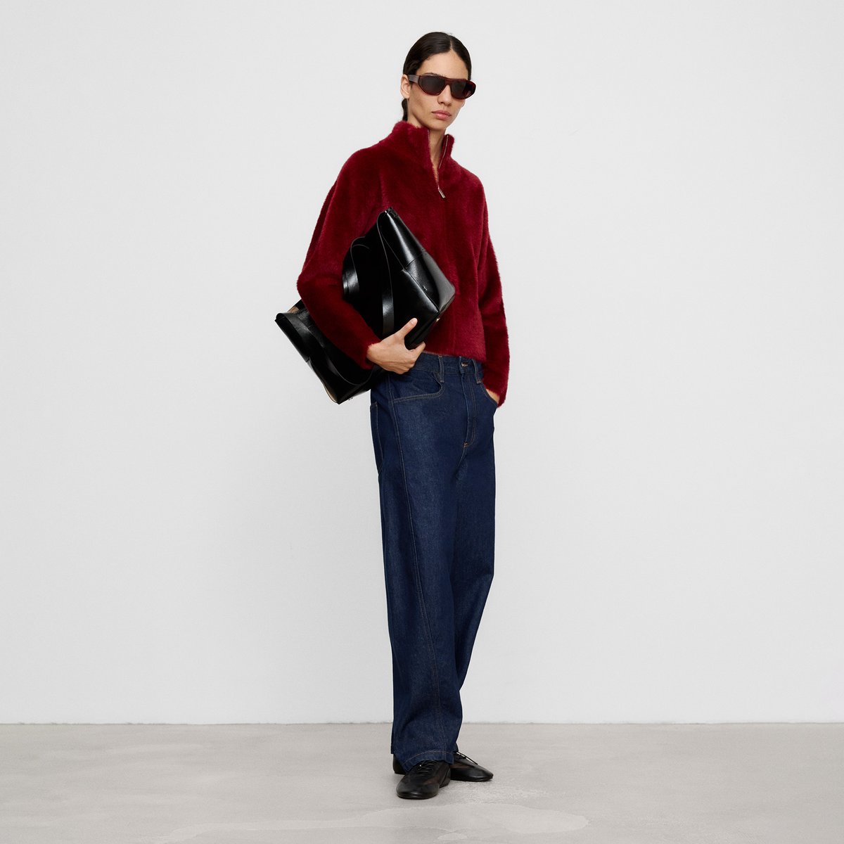 Veste à manches kimono imitation fourrure grenat, ADOLFO DOMINGUEZ