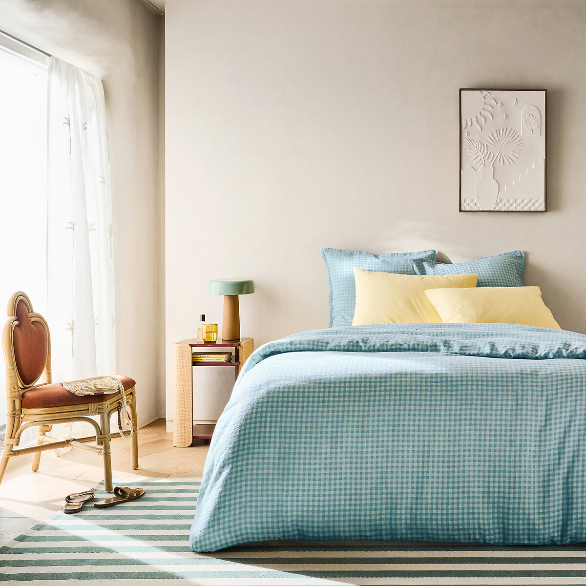 Acélie Blue Washed Linen Duvet Cover blue/aqua, LA REDOUTE INTERIEURS