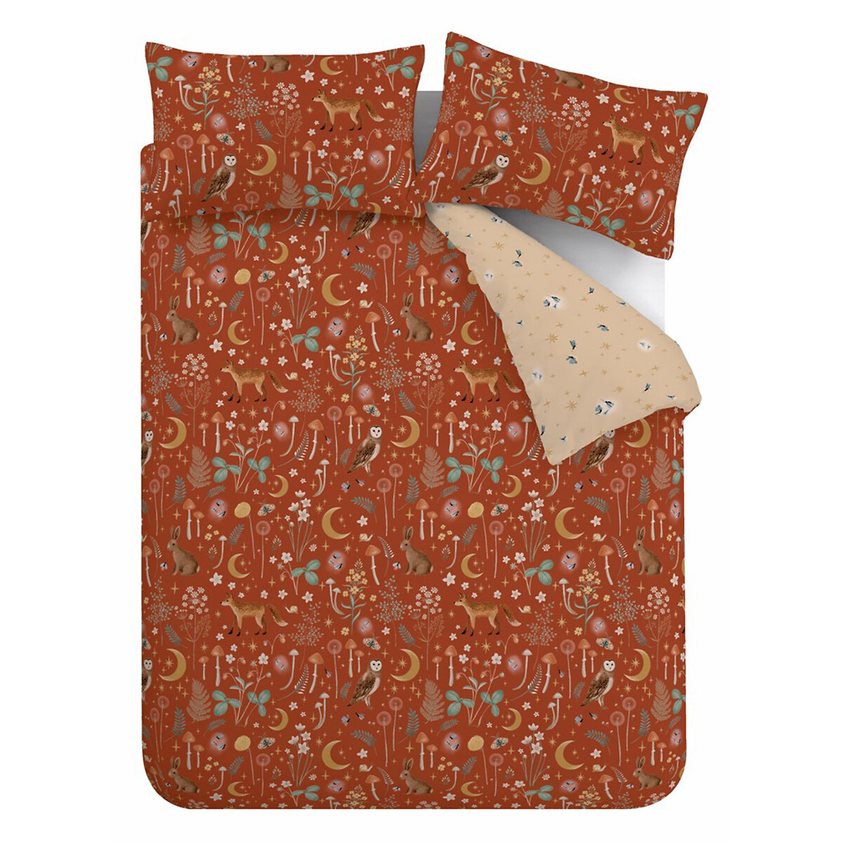 Enchanted Twilight Animals Reversible Duvet Cover and Pillowcase Set burnt orange, CATHERINE LANSFIELD