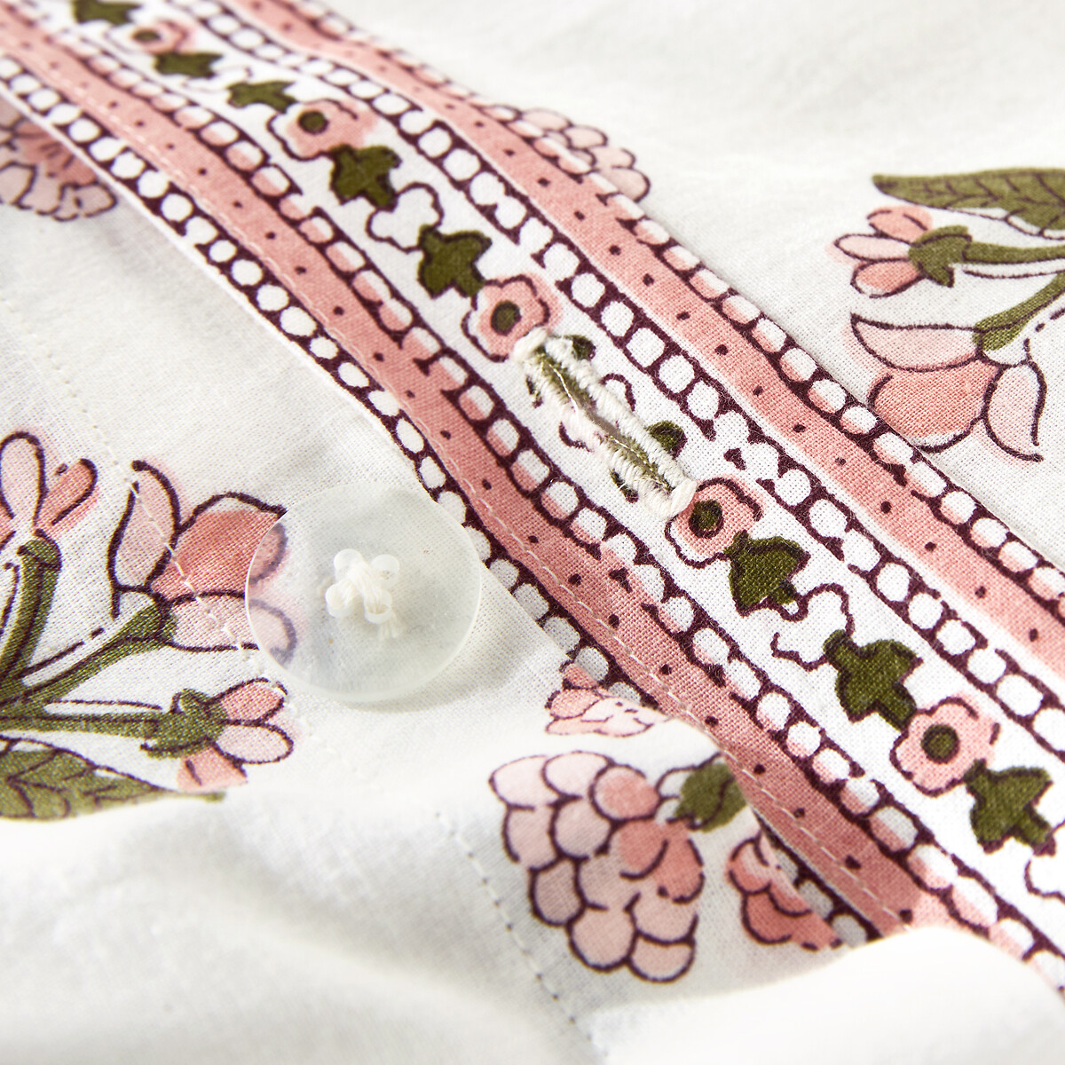 Housse de couette en coton lavé, imprimé fleurs, VANDI ECRU imprimé fond écru, LA REDOUTE INTERIEURS