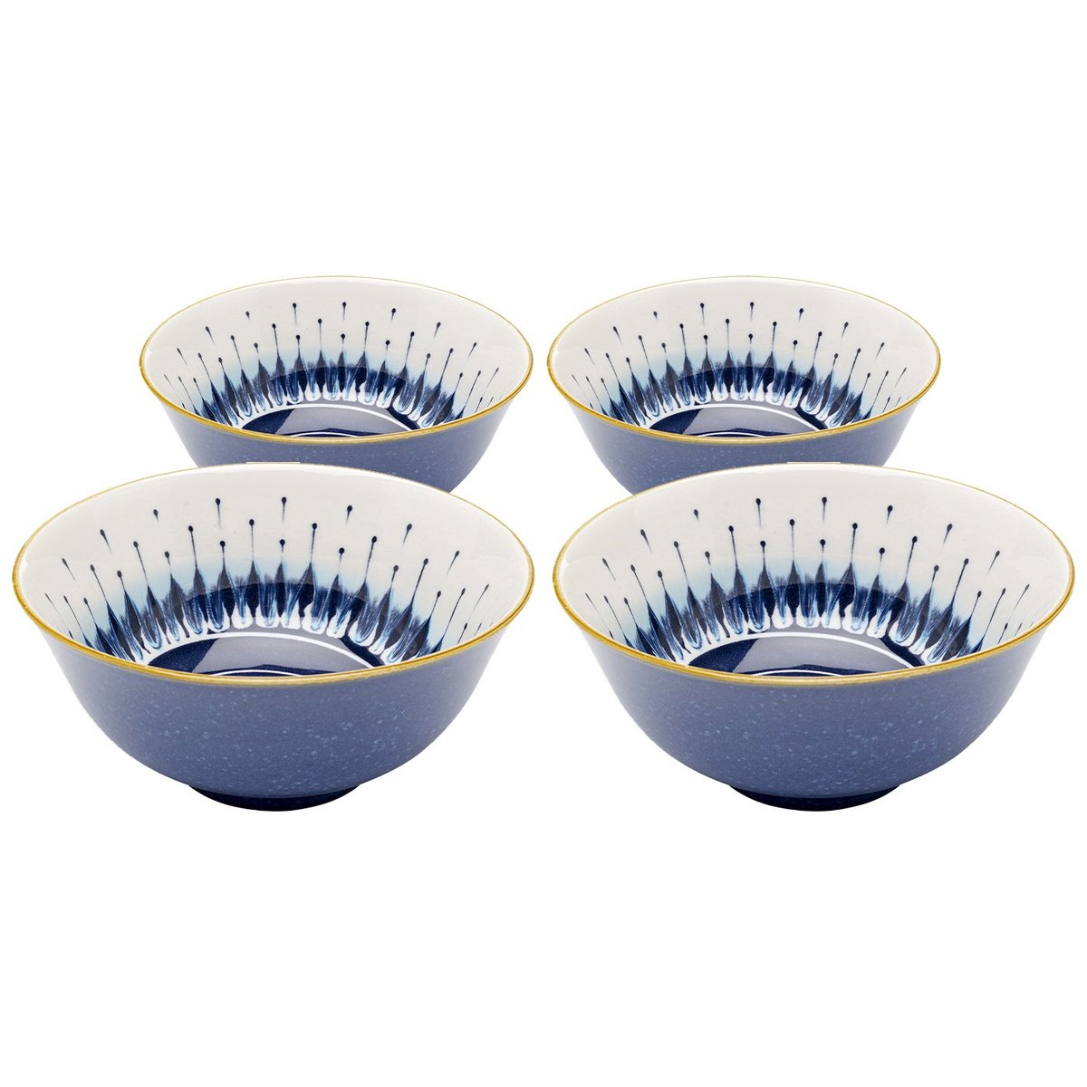 Lot de 4 bols en porcelaine, DALIA bleu, KARE DESIGN