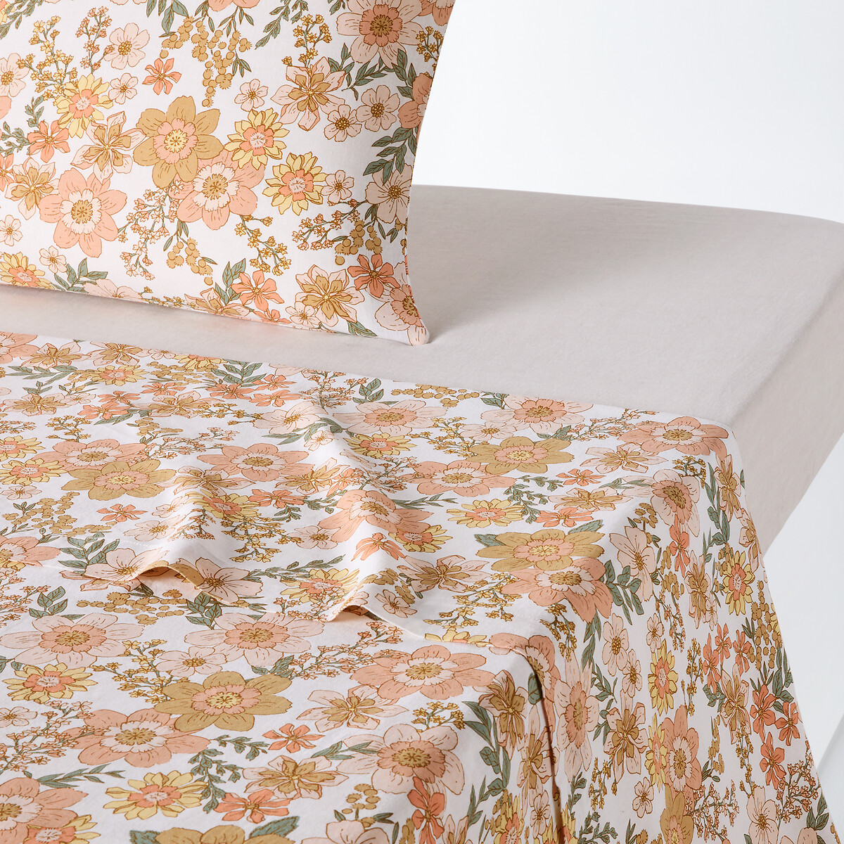 Drap plat coton/lin lavé, Rosemary imprimé fleurs, LA REDOUTE INTERIEURS