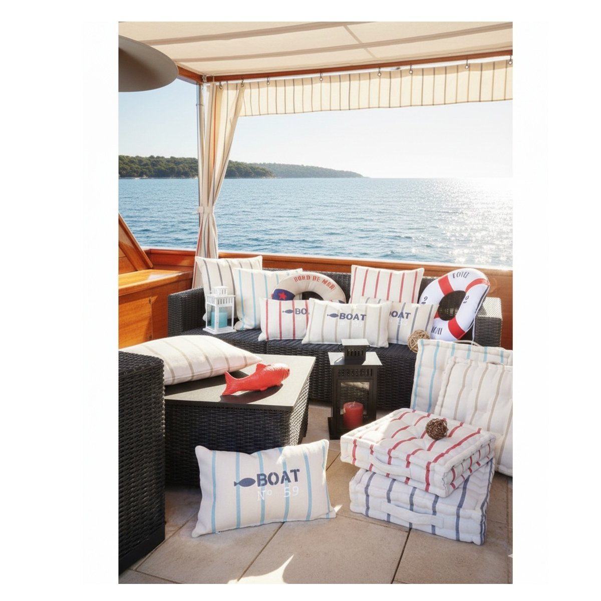 Coussin de sol St tropez corail, EDEN