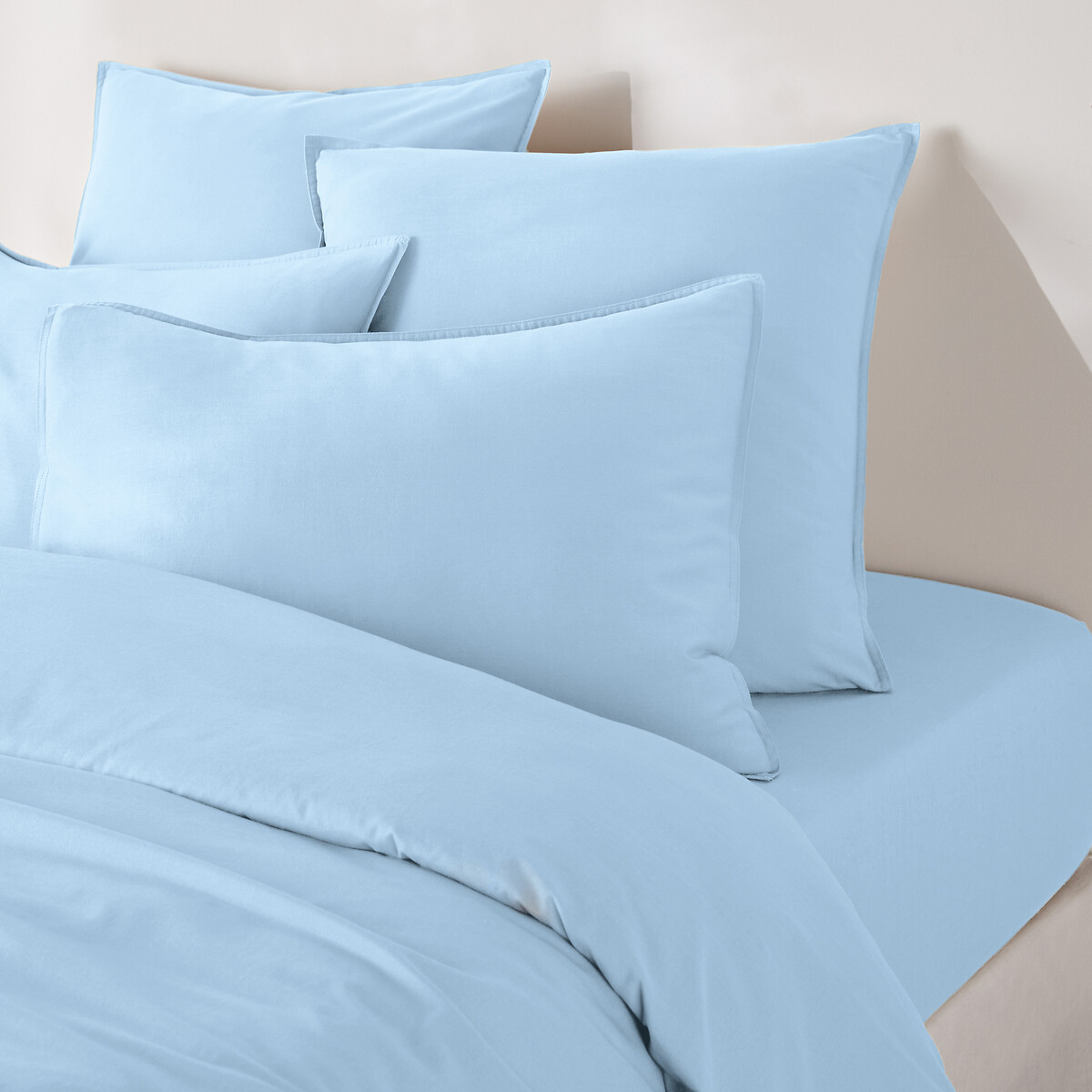 Fixleintuch Scenario aus vorgewaschener Baumwolle, Steg 30 cm pastelblau, LA REDOUTE INTERIEURS