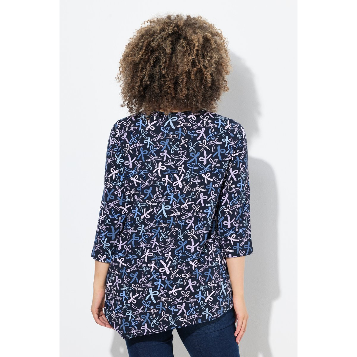 T-shirt, plis fantaisie, ligne en A marine, ULLA POPKEN
