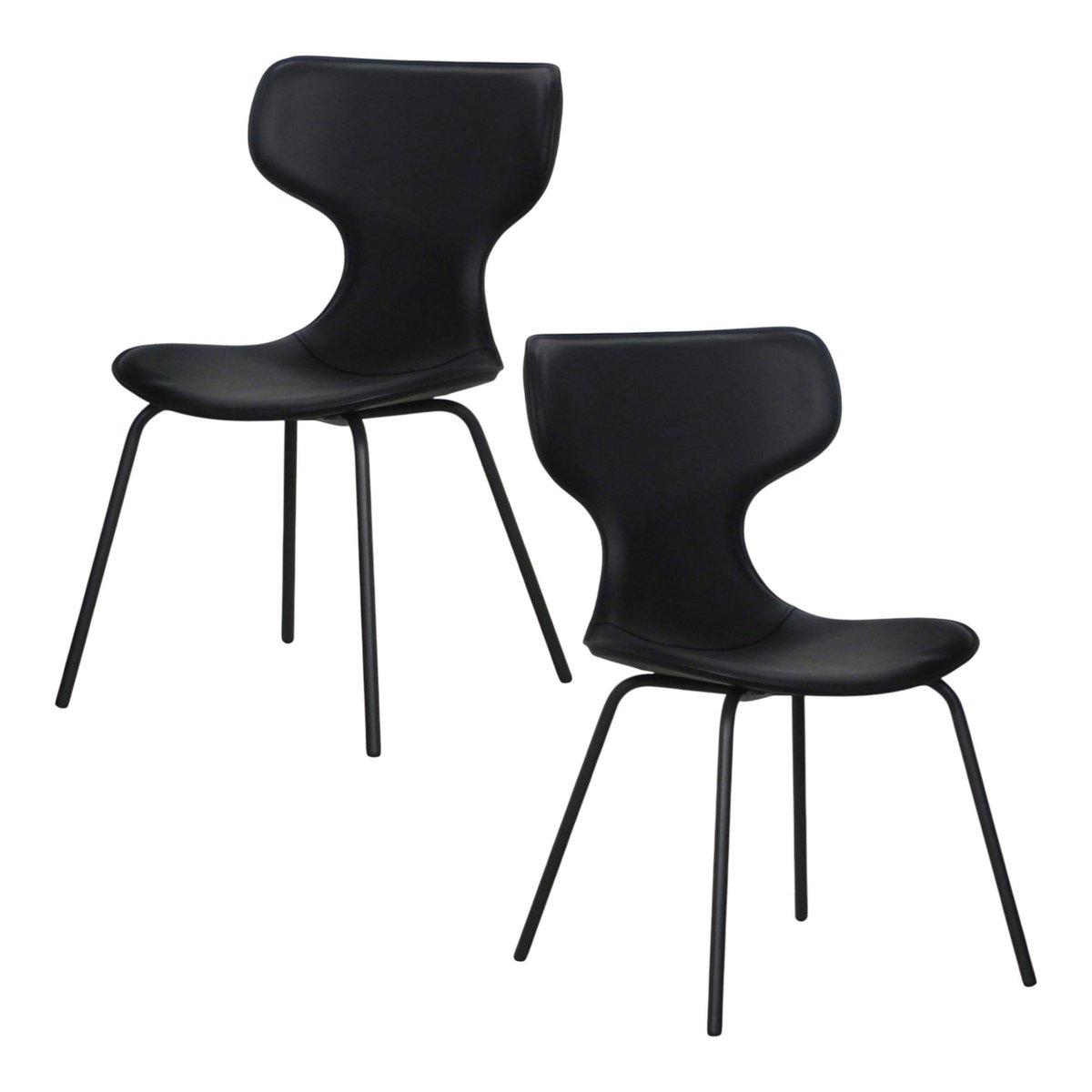 Chaise noire avec dossier en T, revêtement nettoyable (lot de 2) LOMBARDIE noir, PIER IMPORT
